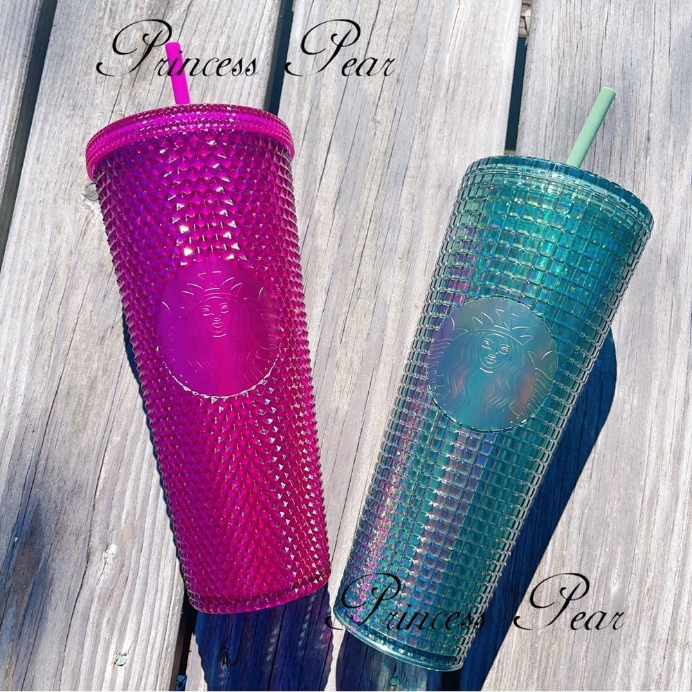 Starbucks Fall Halloween 2022 Berry Studded & Green Grid Tumblers